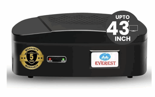 Everest ENT 60-N New Model ABS Body Voltage Stabilizer Used Upto 43 Inches LED TV + Home Theater + Set Top Box Table Top & Wall Mountable (Working Range : 90 V to 290 V) (Black Color)